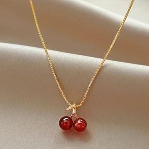 Gold Cherry Pendant Necklace